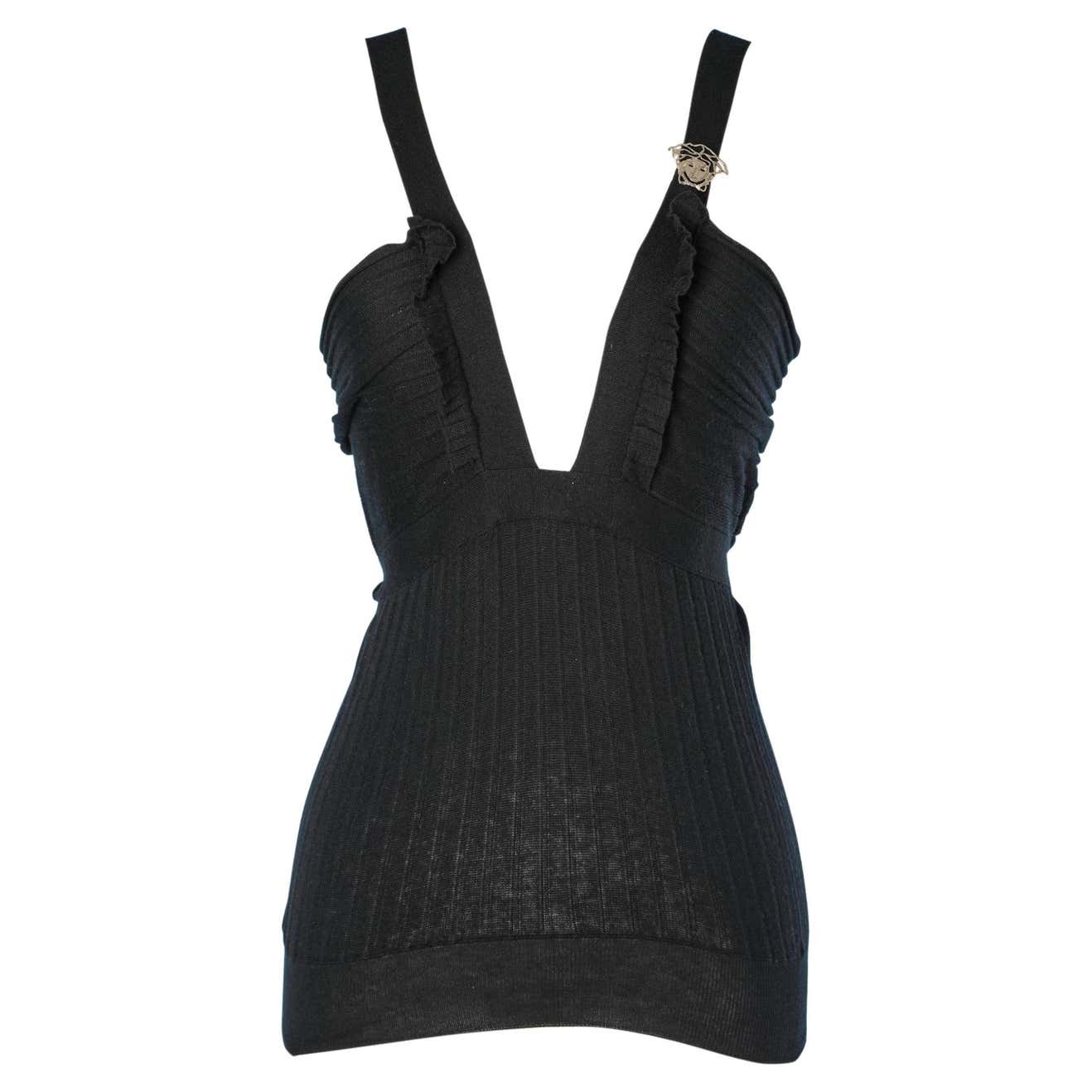 Black knit tank top Versace For Sale at 1stDibs