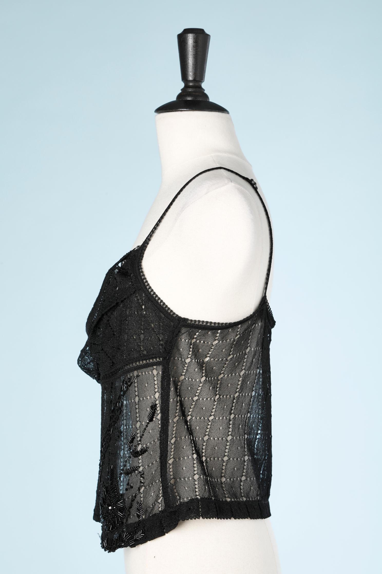 Black knit tank top with black beaded work John Galliano In Excellent Condition In Saint-Ouen-Sur-Seine, FR