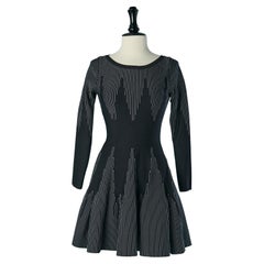 Black  knit with white stripes jacquard ALAIA