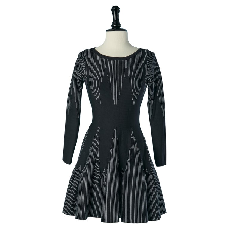 alaia black and white dress Azzedine Alaa 2010s Black and White Knit Maxi Dress