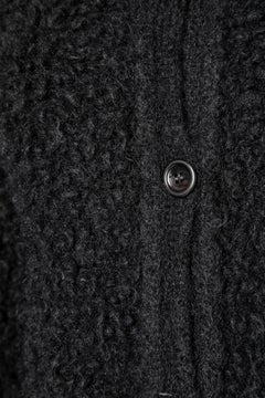 Black knit wool coat-cardigan with scarf collar bow Sonia Rykiel