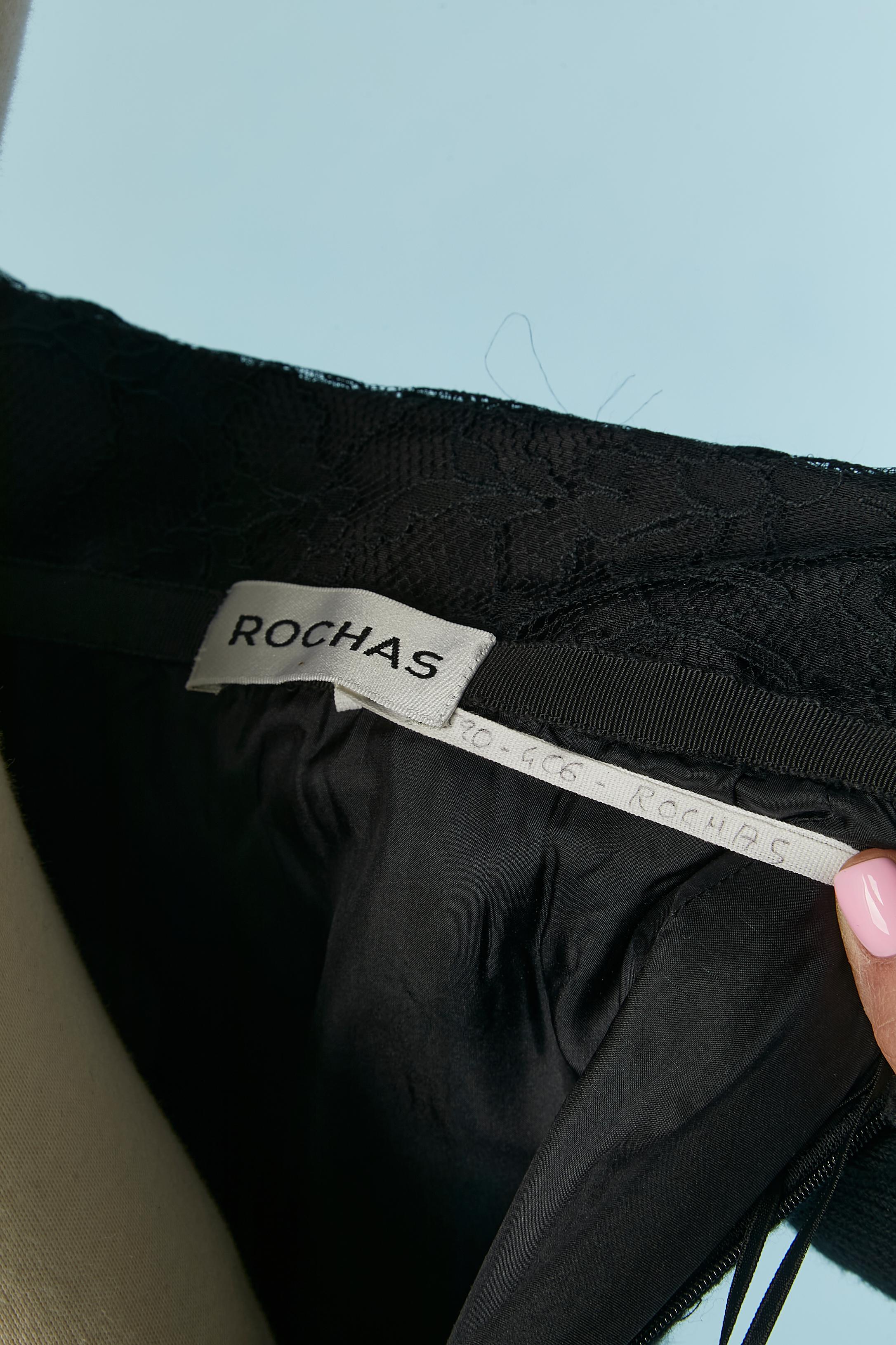 Black knit wool skirt with black lace edge on the top and bottom Rochas For Sale 2