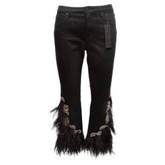 Black Kobi Halperin Amy Feather-Trimmed Jeans