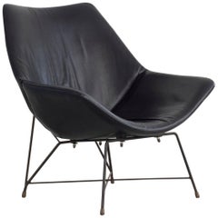 Black "Kosmos" Chair, Design by Augusto Bozzi, Saporiti, Italy, 1950s