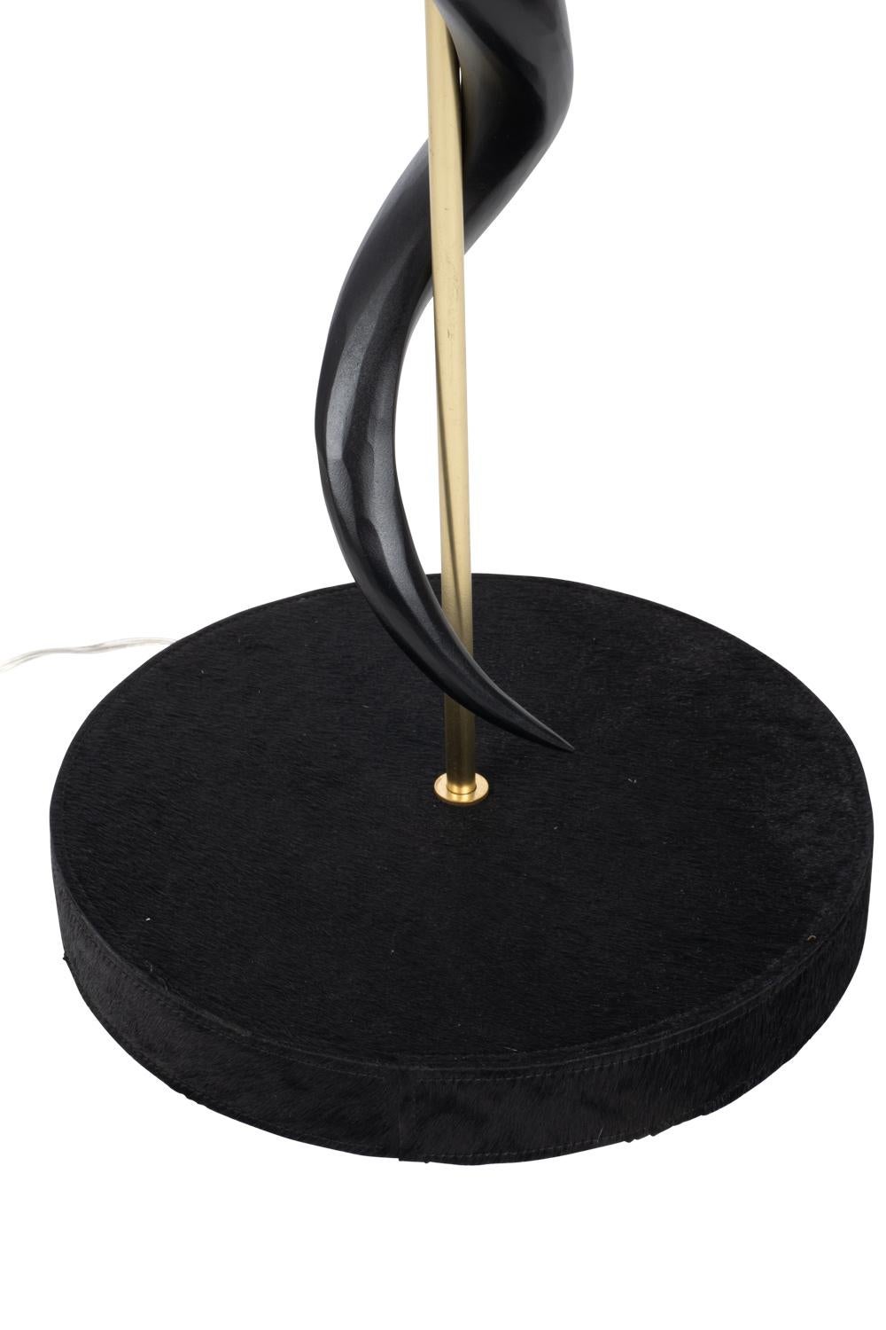 Hand-Crafted Standing Lamp-Black Kudu Horn Single Twist For Sale