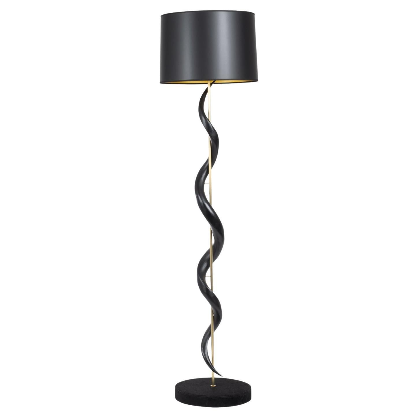 Standing Lamp-Black Kudu Horn Single Twist