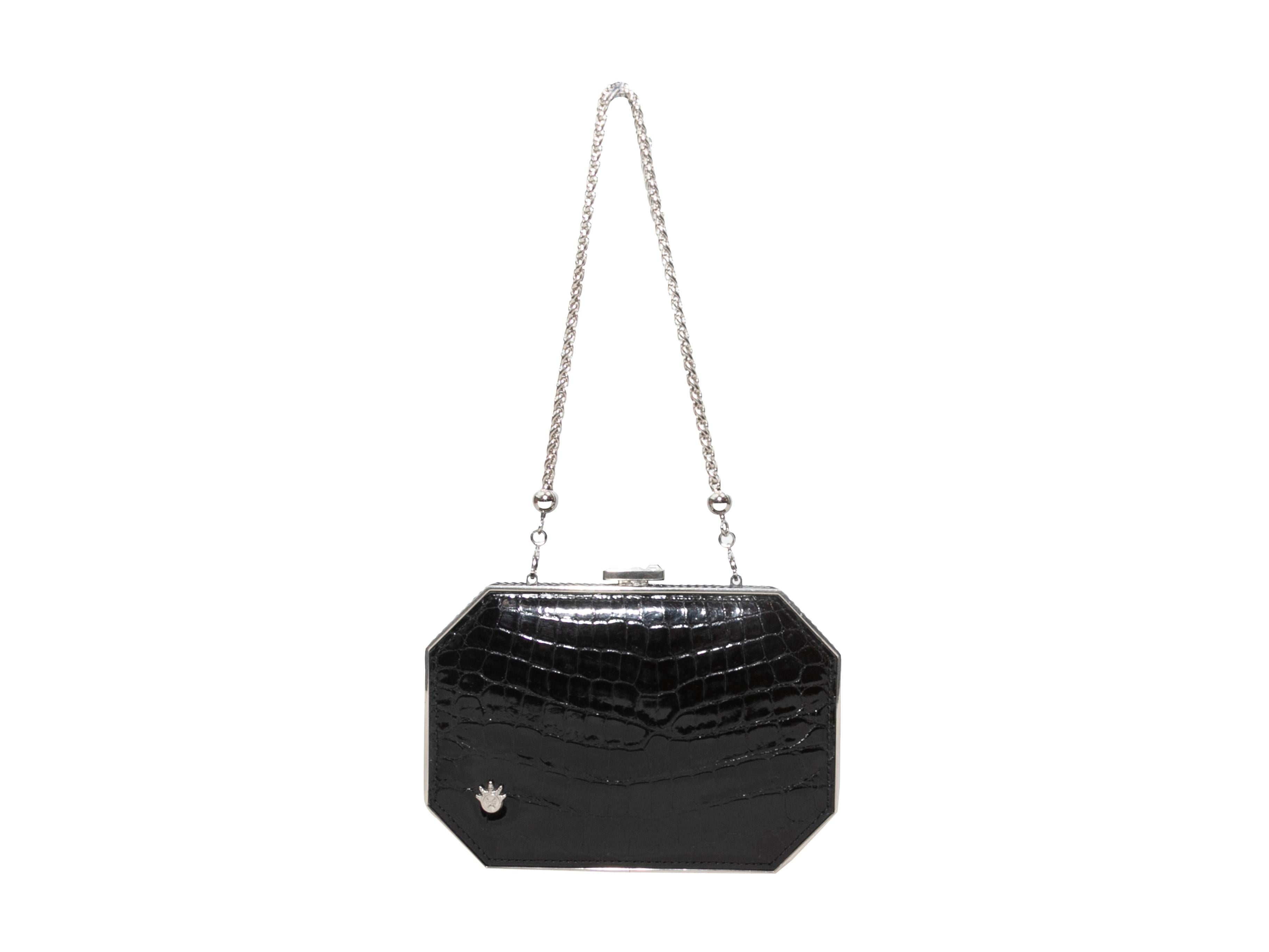 Black Kwanpen Crocodile Frame Clutch 1
