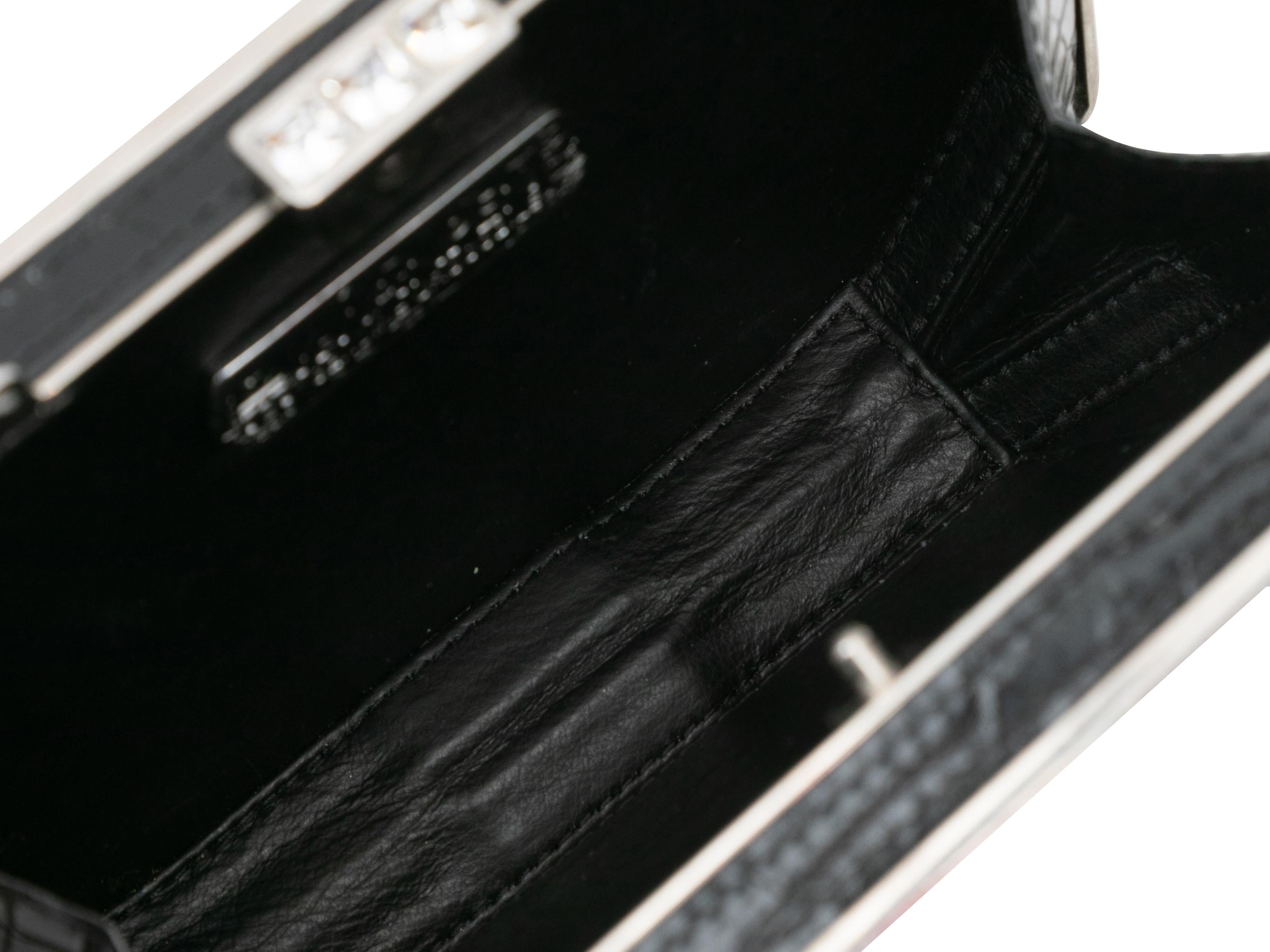 Black Kwanpen Crocodile Frame Clutch 3