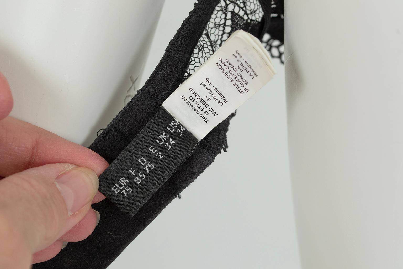 Schwarz La Perla Malizia Spitze Push-up-BH String Tanga Panty Set - 34 C / Sm, 2005 im Angebot 7