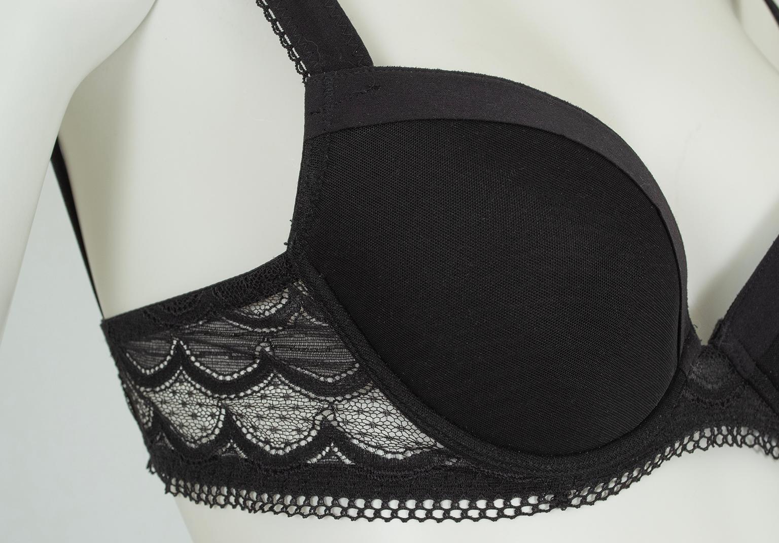 Schwarz La Perla Malizia Spitze Push-up-BH String Tanga Panty Set - 34 C / Sm, 2005 im Angebot 2