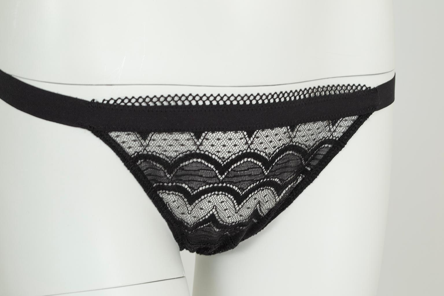 Schwarz La Perla Malizia Spitze Push-up-BH String Tanga Panty Set - 34 C / Sm, 2005 im Angebot 3