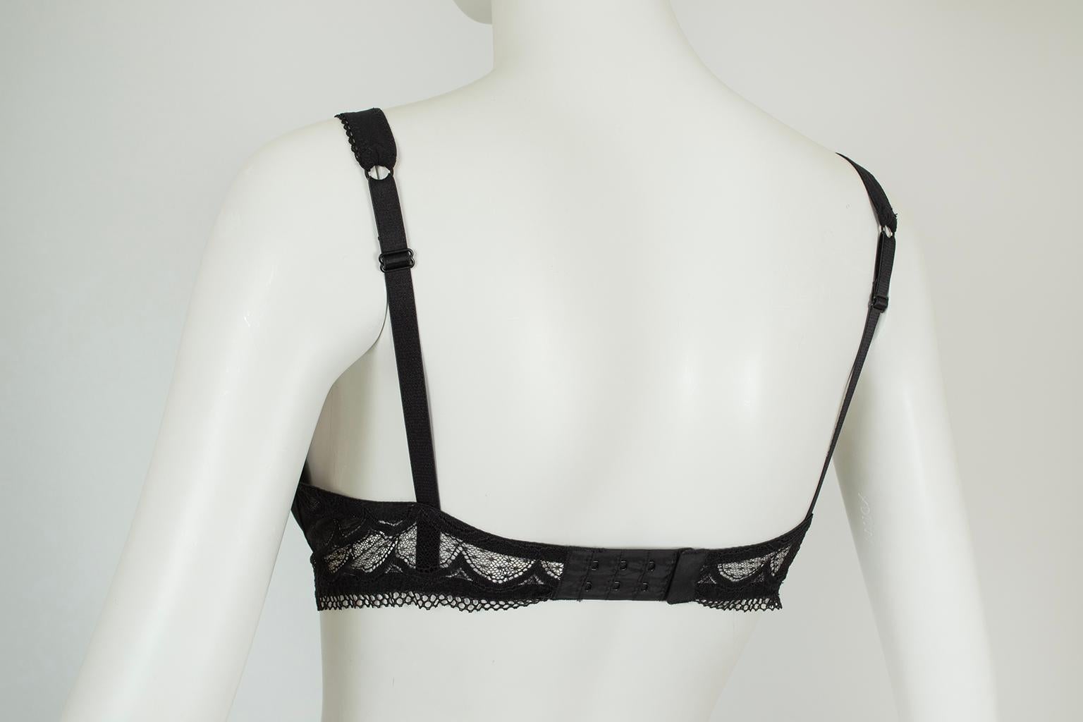 Schwarz La Perla Malizia Spitze Push-up-BH String Tanga Panty Set - 34 C / Sm, 2005 im Angebot 4