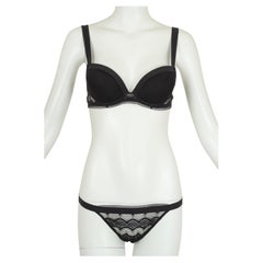 Schwarz La Perla Malizia Spitze Push-up-BH String Tanga Panty Set - 34 C / Sm, 2005