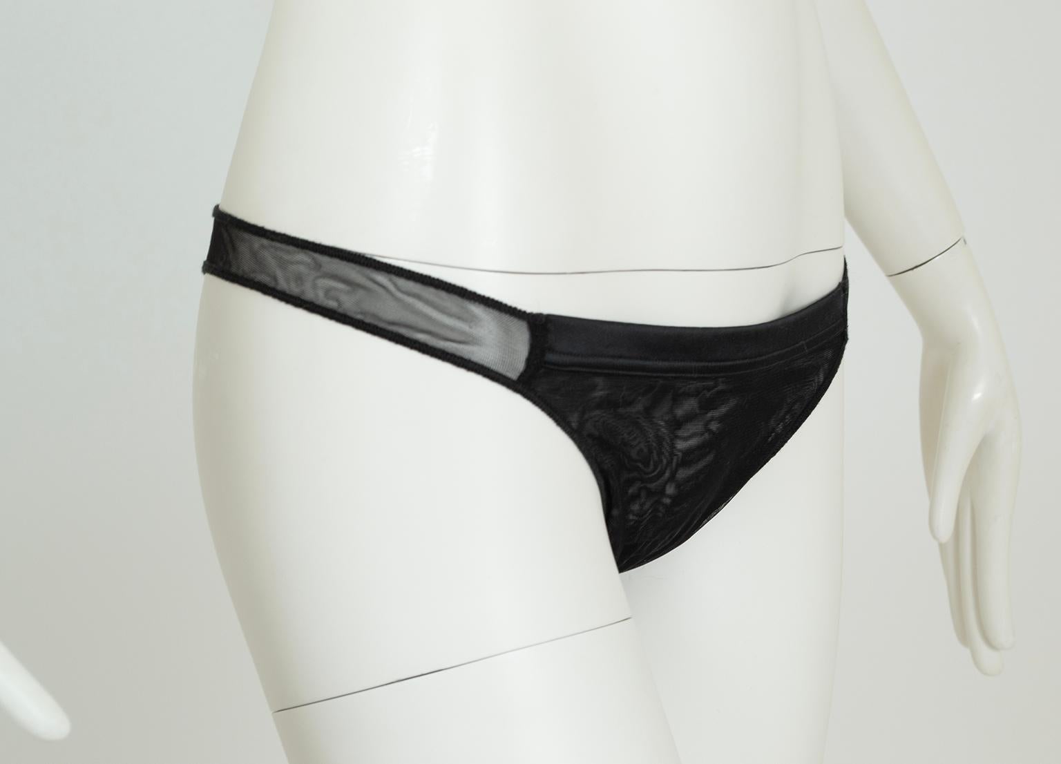 Black La Perla Studio Deco Balconette Bra, 2 Thong Panty Set – 34 C / Sm, 2005 For Sale 6