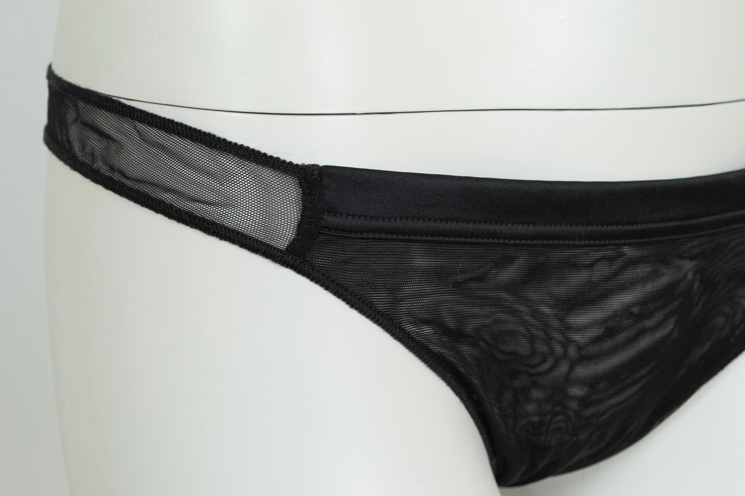 Black La Perla Studio Deco Balconette Bra, 2 Thong Panty Set – 34 C / Sm, 2005 For Sale 7