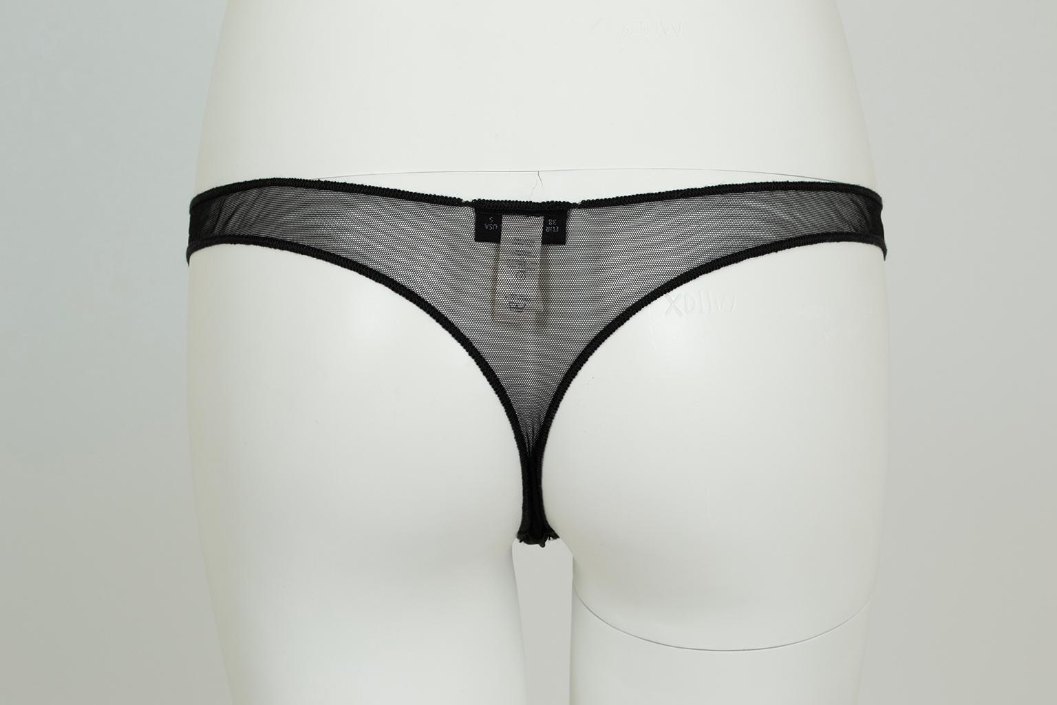 Black La Perla Studio Deco Balconette Bra, 2 Thong Panty Set – 34 C / Sm, 2005 For Sale 8