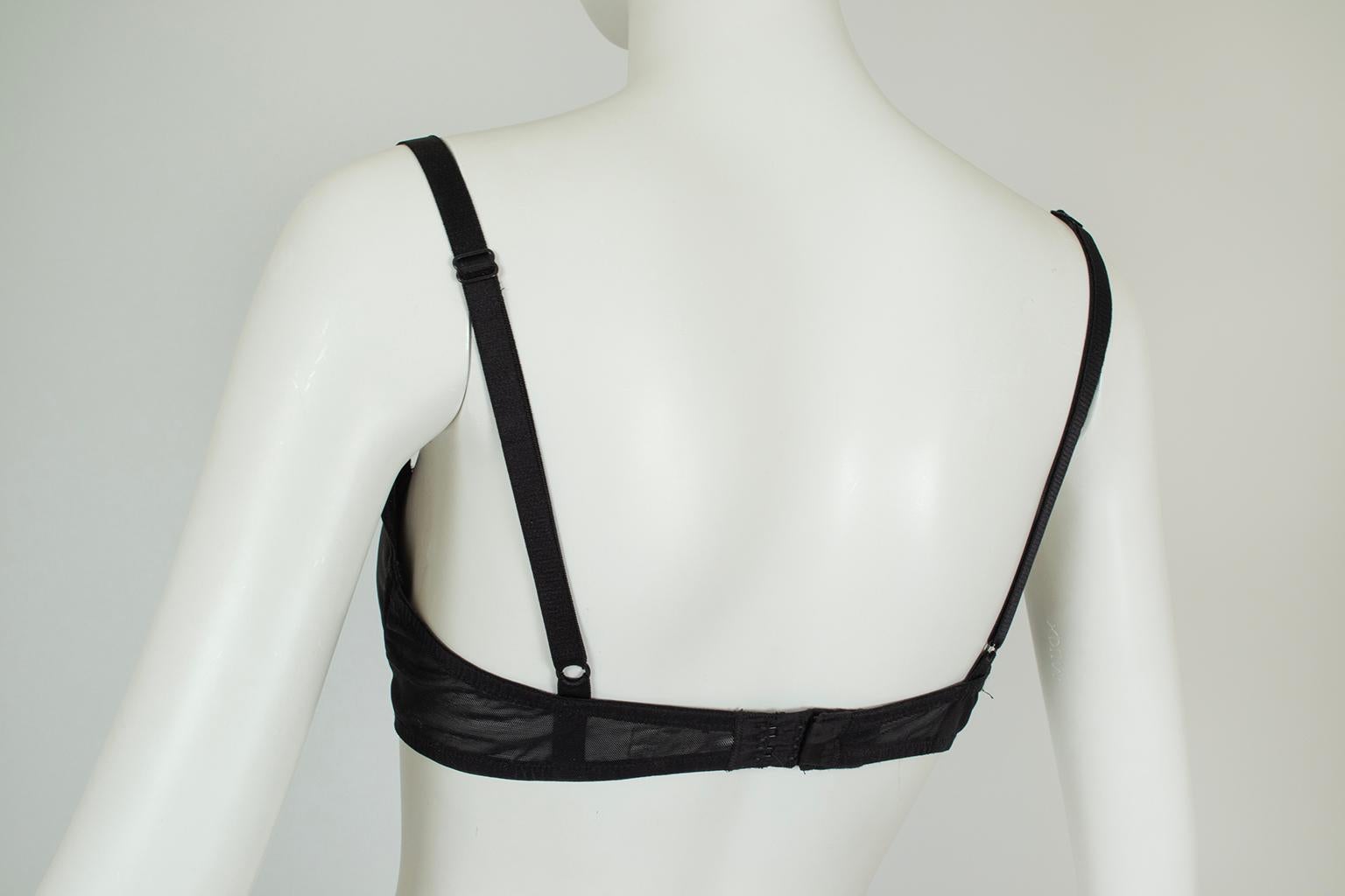 Black La Perla Studio Deco Balconette Bra, 2 Thong Panty Set – 34 C / Sm, 2005 For Sale 3