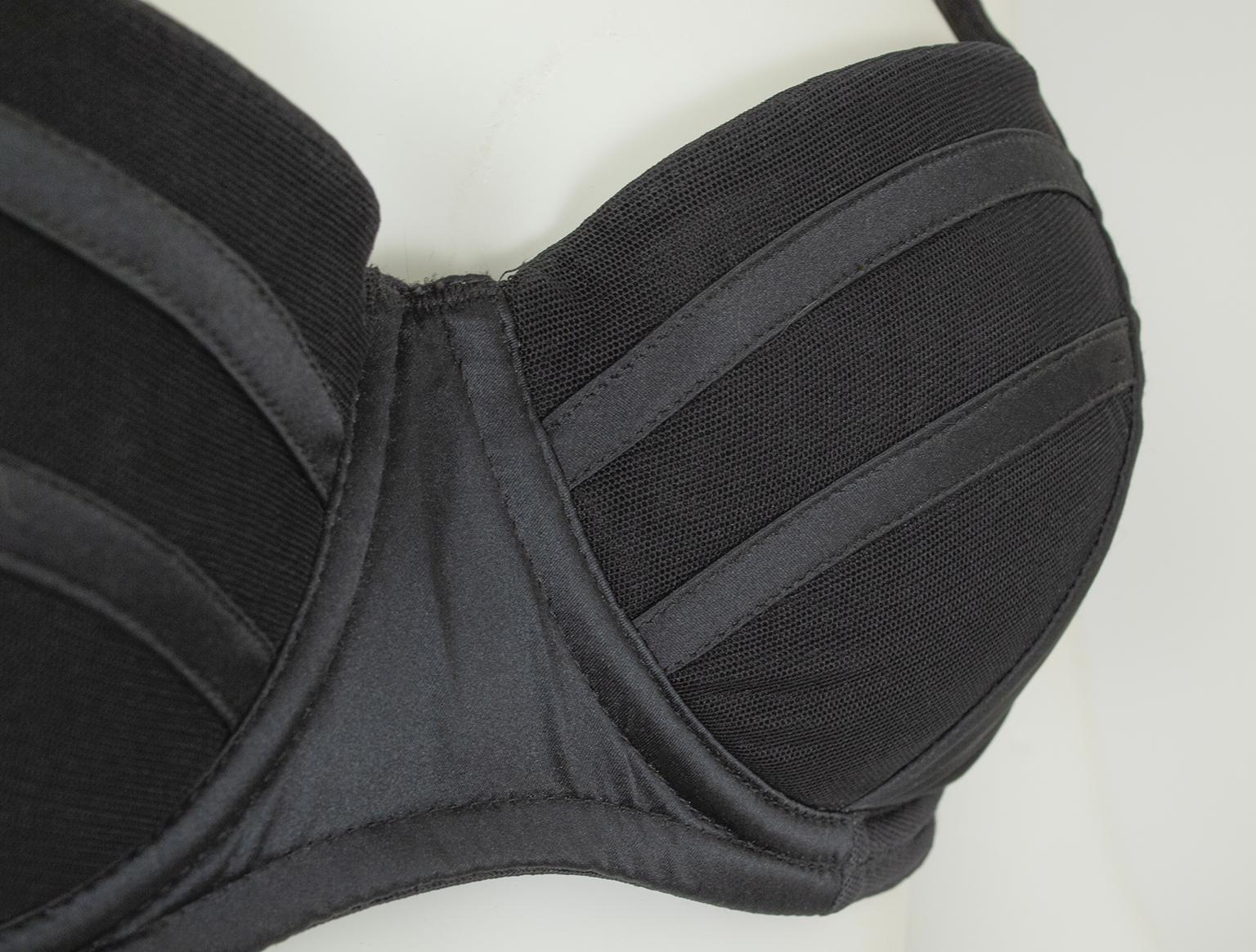 Black La Perla Studio Deco Balconette Bra, 2 Thong Panty Set – 34 C / Sm, 2005 For Sale 4