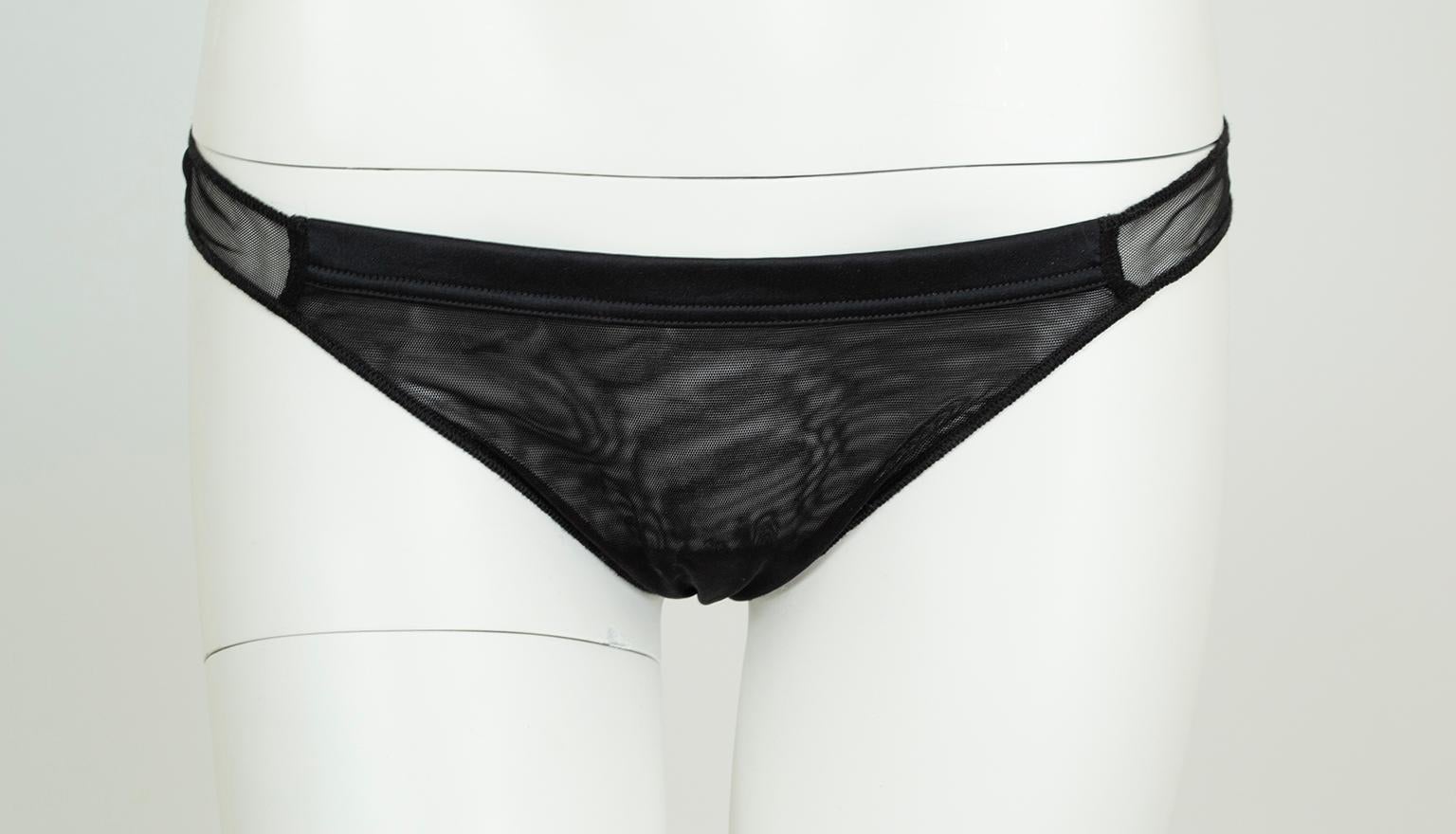 Black La Perla Studio Deco Balconette Bra, 2 Thong Panty Set – 34 C / Sm, 2005 For Sale 5
