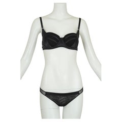 Black La Perla Studio Deco Balconette Bra, 2 Thong Panty Set – 34 C / Sm, 2005