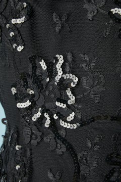 Black lace a sequin bustier cocktail dress C.D de Christian Dior Robes du Soir