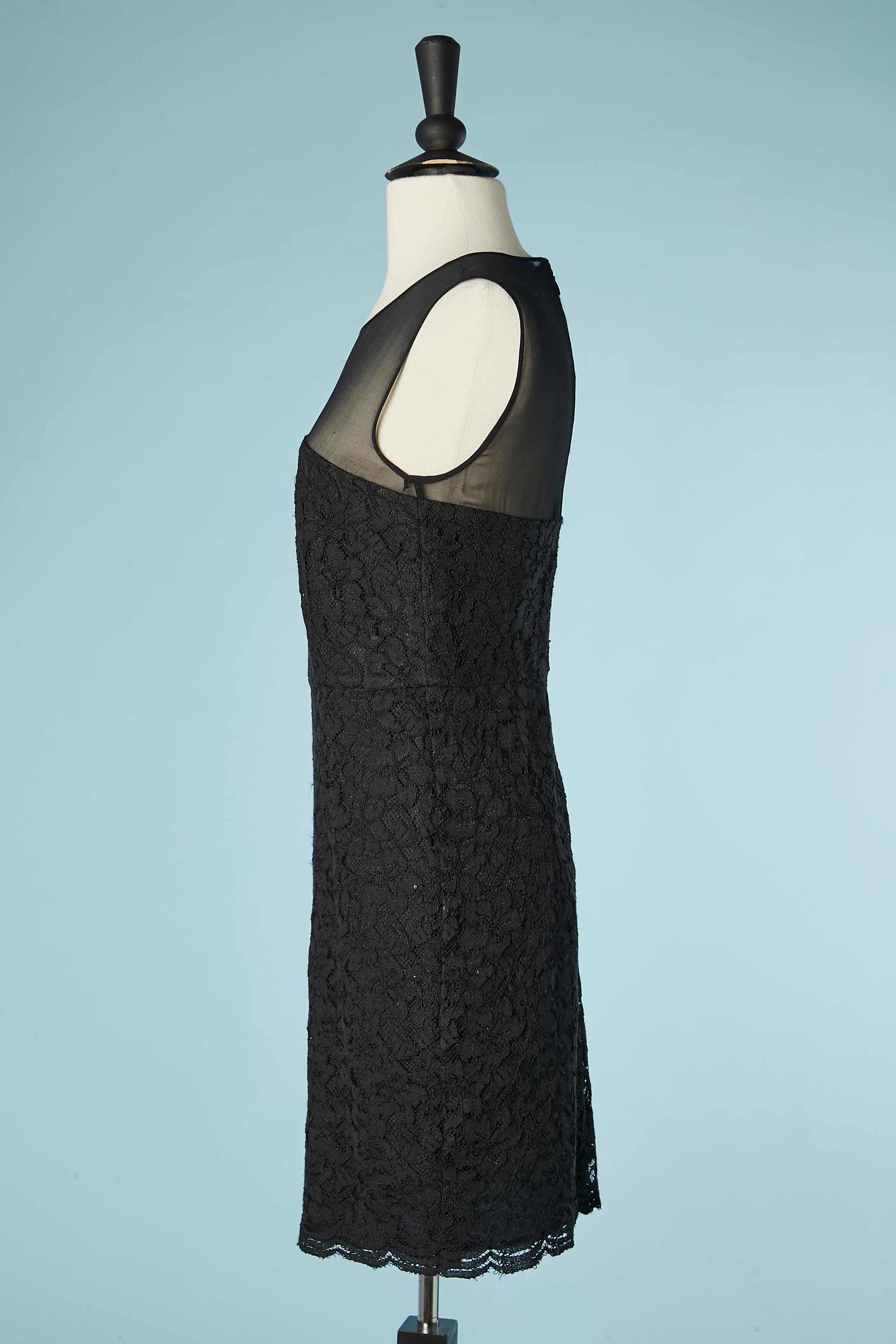 Women's Black lace and chiffon cocktail dress Diane Von Furstenberg  For Sale