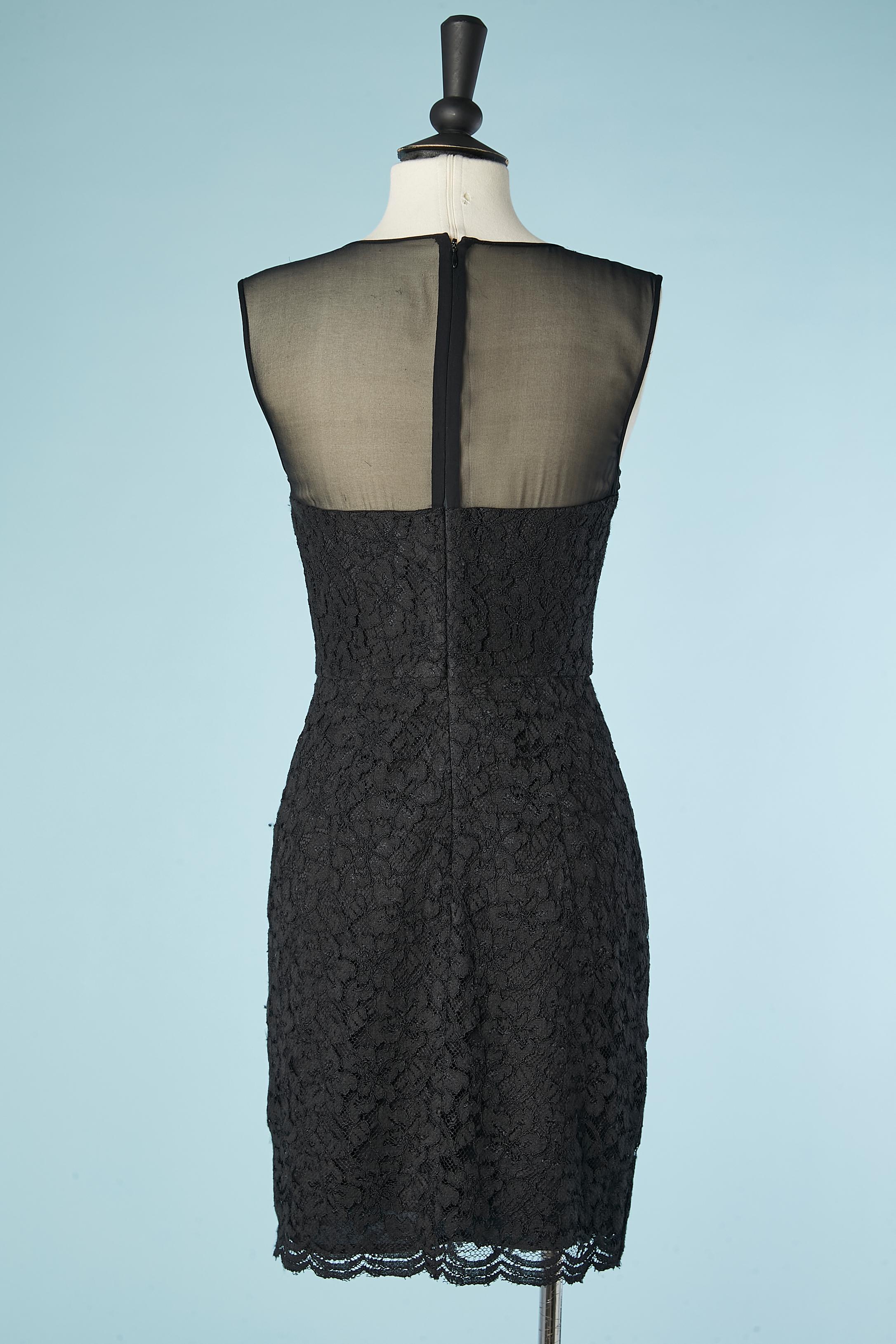 Black lace and chiffon cocktail dress Diane Von Furstenberg  For Sale 1
