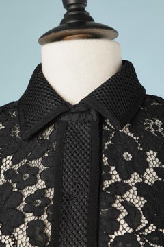 Black lace and technical fabric cocktail dress Carolina Herrera