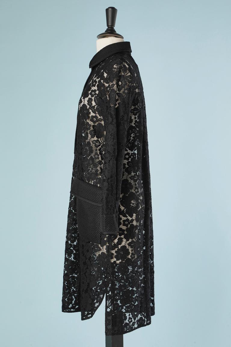 Black lace and technical fabric cocktail dress Carolina Herrera For Sale 1
