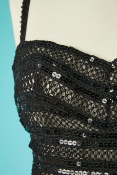 Black lace bustier cocktail dress with sequins embellishment Gai Mattiolo NEW