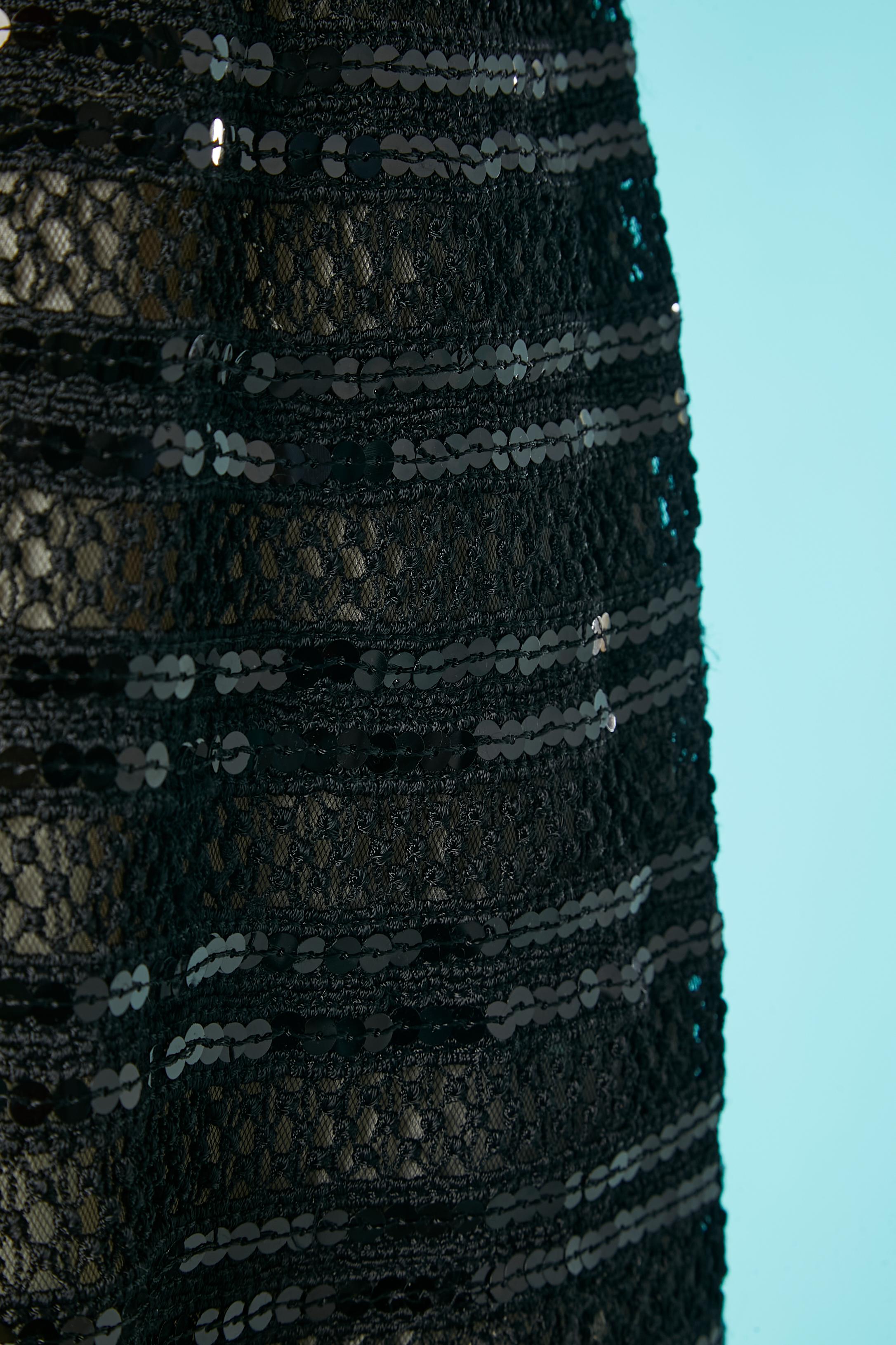 Vestido de cóctel corpiño de encaje negro con adorno de lentejuelas Gai Mattiolo NUEVO Negro en venta