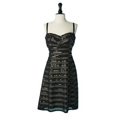 Black lace bustier cocktail dress with sequins embellishment Gai Mattiolo NEW