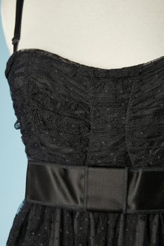 Black lace cocktail dress with black satin belt Dolce & Gabbana