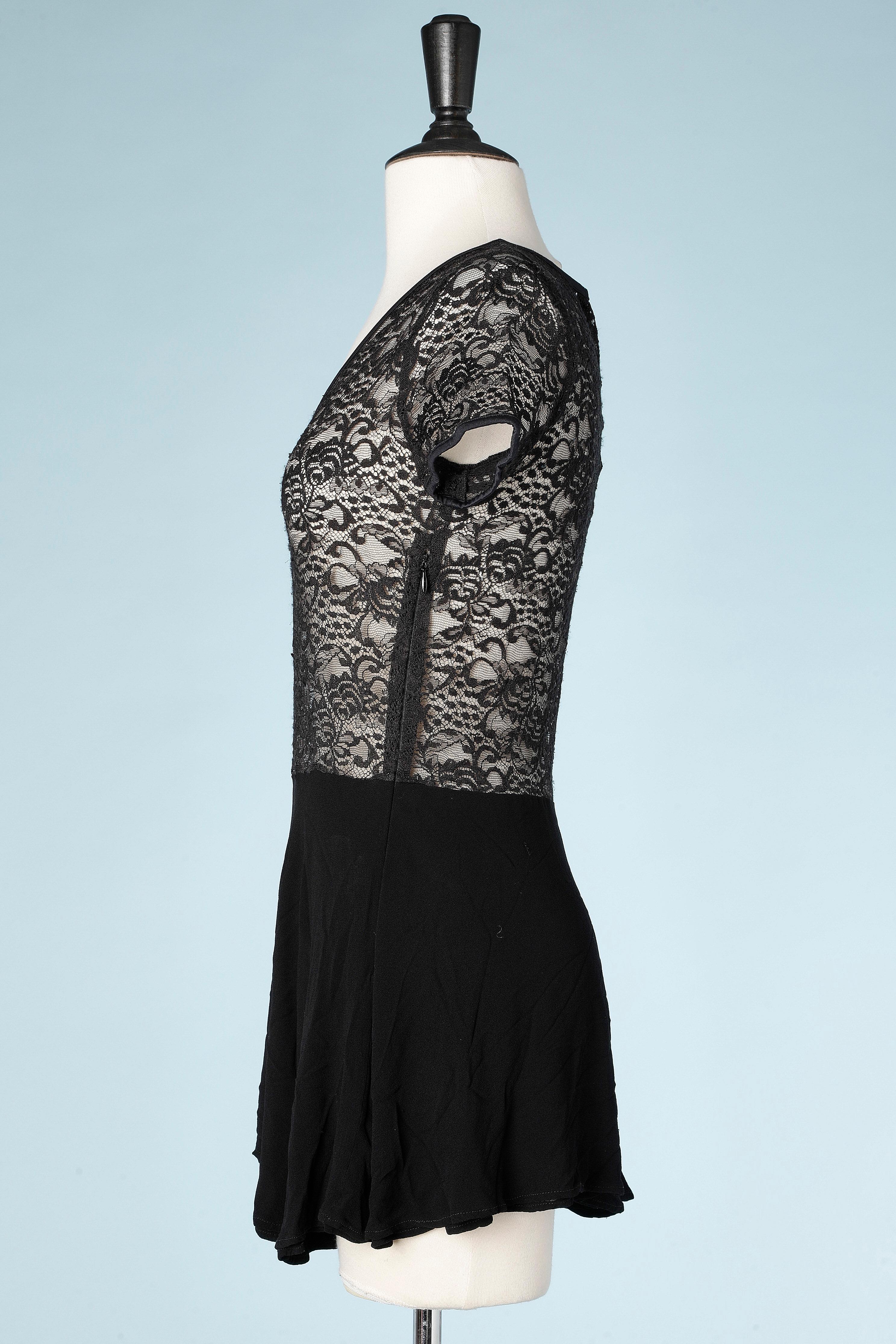 Women's Black lace dress and crêpe chiffon D&G by Dolce & Gabbana For Sale