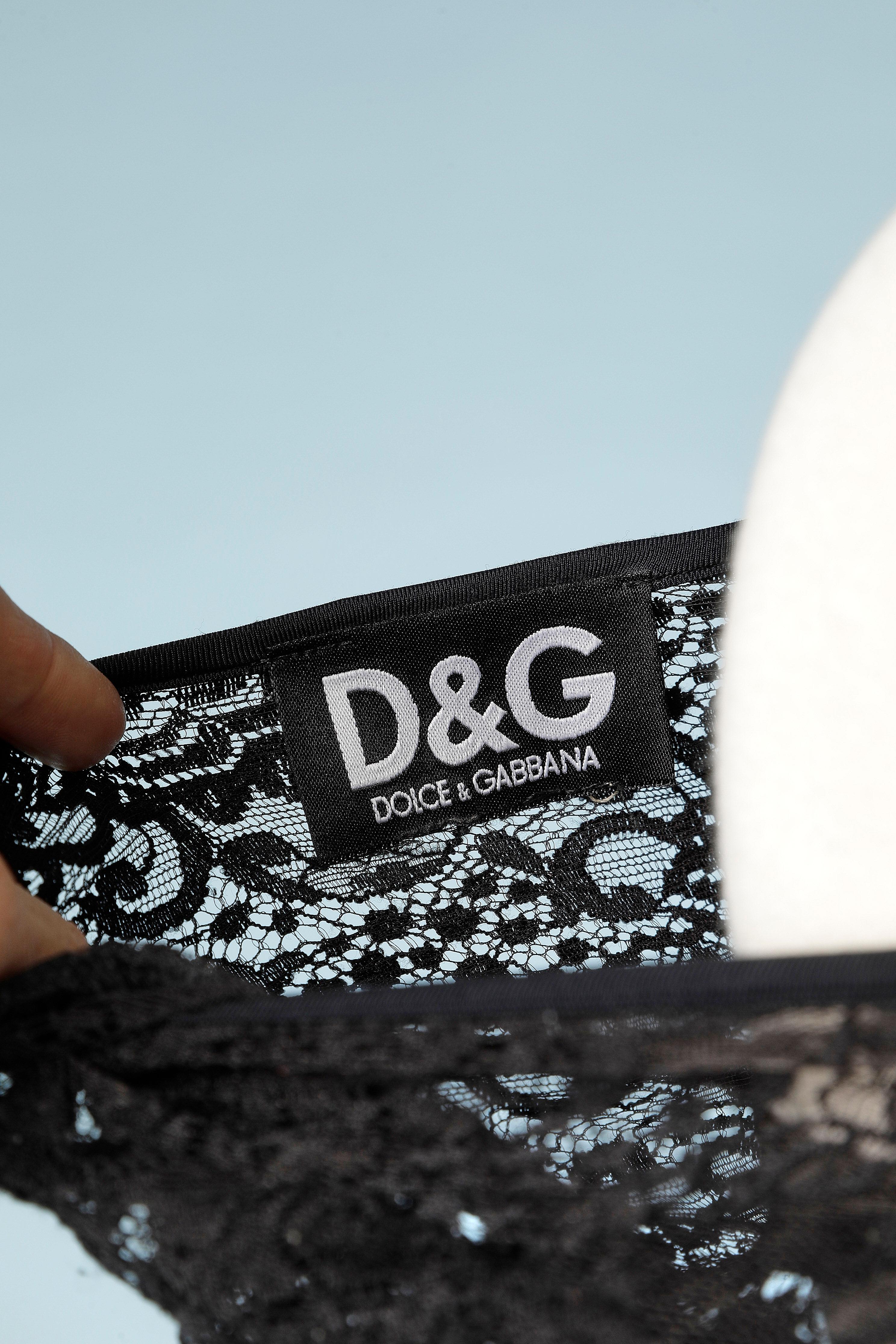 Black lace dress and crêpe chiffon D&G by Dolce & Gabbana For Sale 2