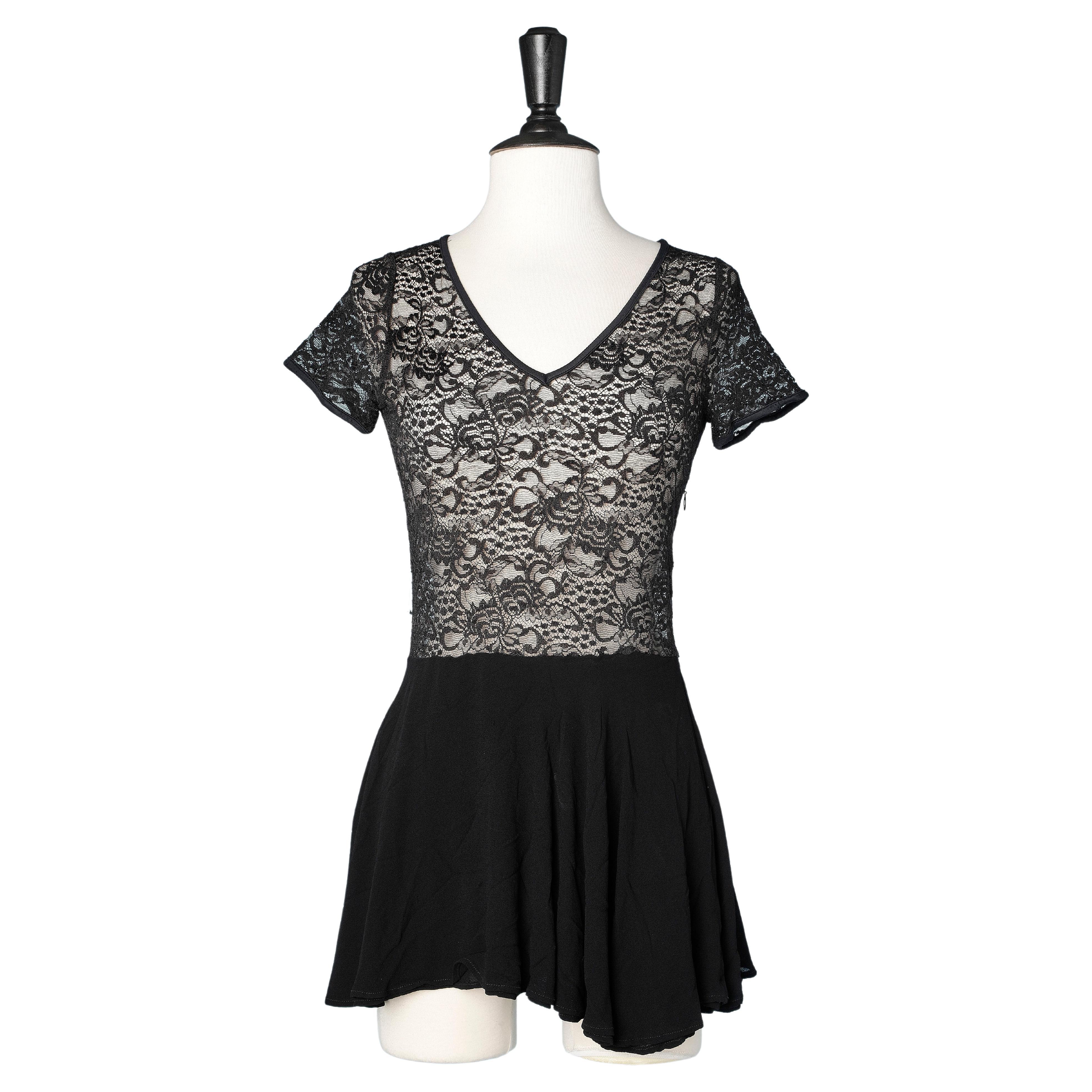 Black lace dress and crêpe chiffon D&G by Dolce & Gabbana For Sale