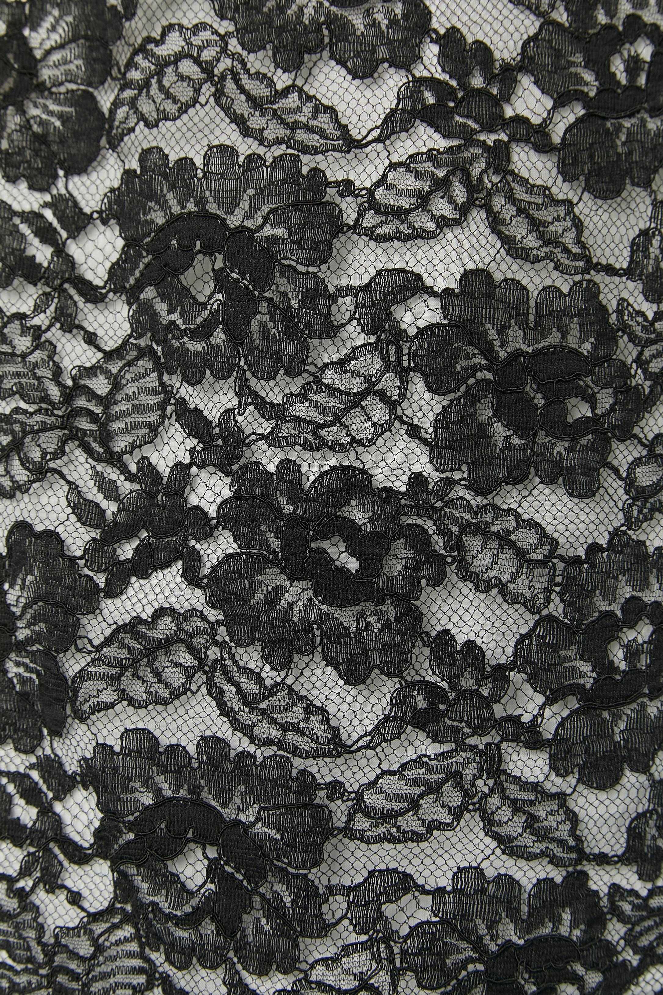 Black lace evening dress with white piping CHANEL For Sale 1