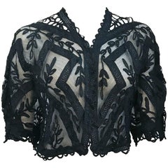 Antique Black Lace Mesh Bolero, 1900s