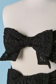 Black lace mini bustier dress with bow ALEXANDRE VAUTHIER