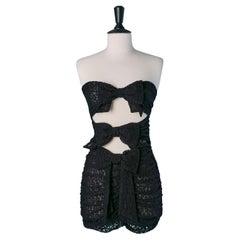 Schwarzes Spitzen-Mini-Bustierkleid mit Schleife ALEXANDRE VAUTHIER Schwarzes Spitzen-Mini-Bustierkleid mit Schleife ALEXANDRE VAUTHIER