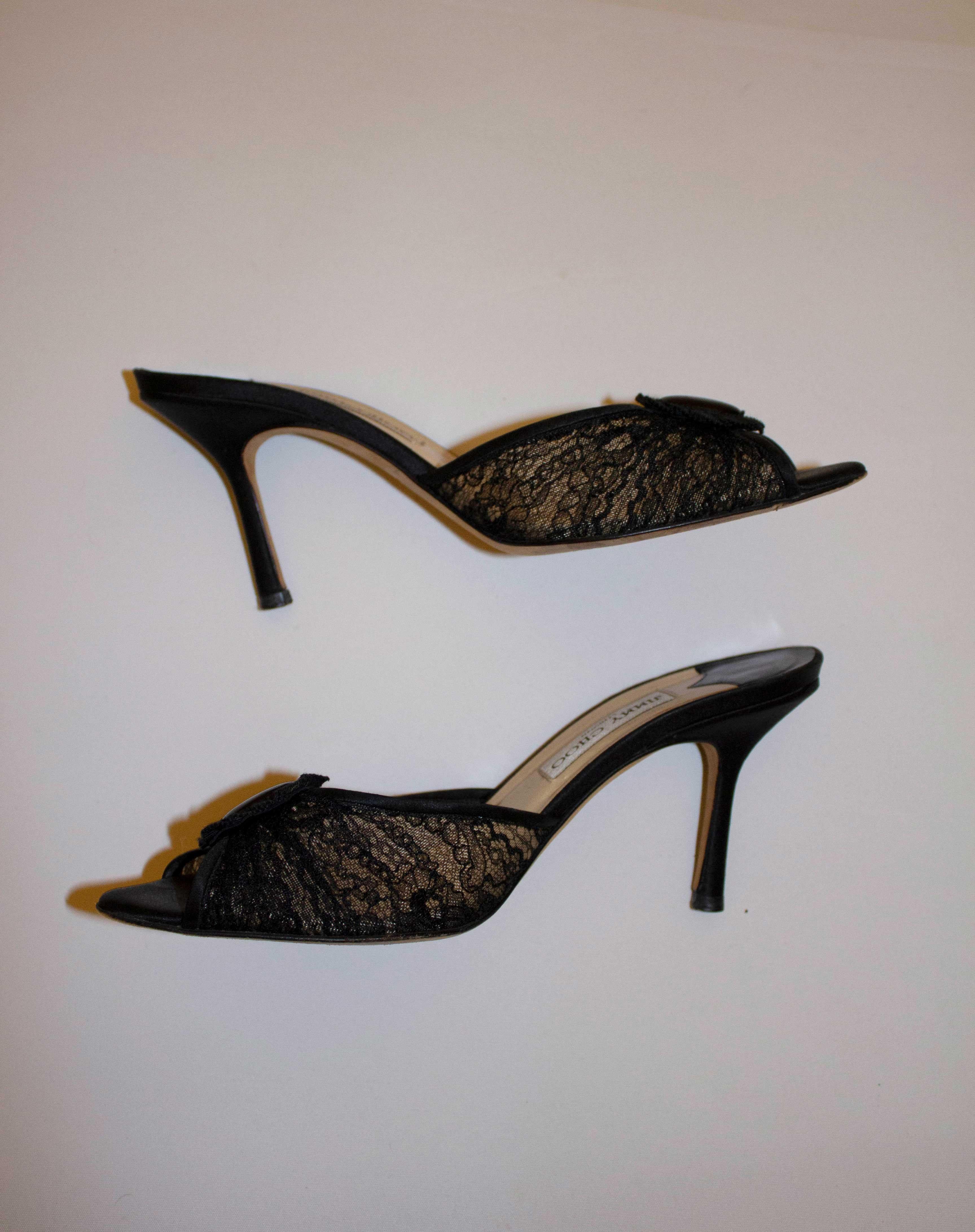 Black Lace Mules by Jimmy Choo In Good Condition In London, GB