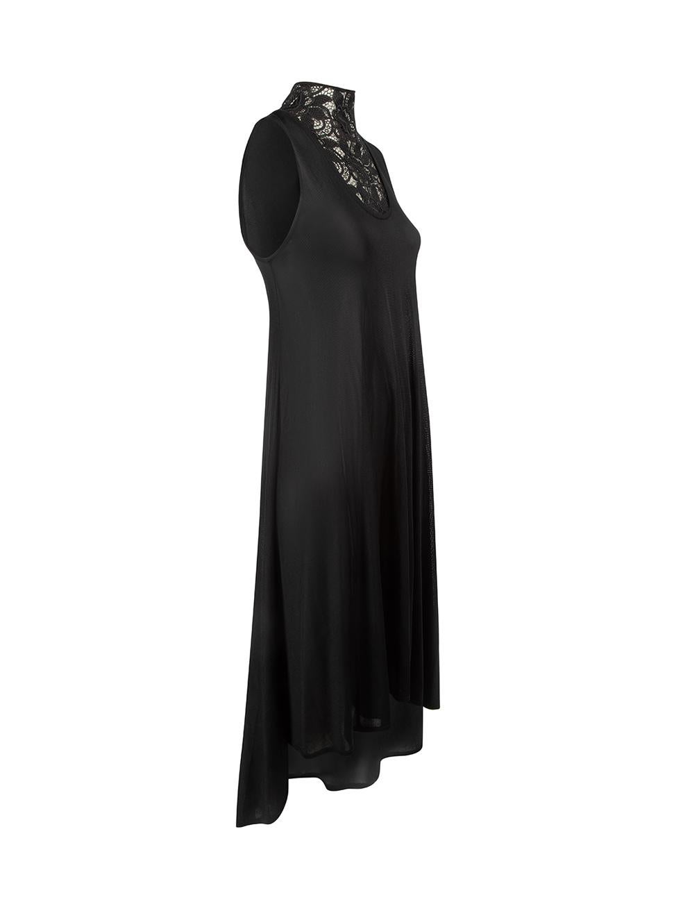 CONDITION is Never Worn. No visible wear to dress is evident on this used Alexander McQueen designer resale item. 



Details


Black

Viscose

See-through

Sleeveless maxi dress

High neckline

Lace panel detail on the front

Button fastening on