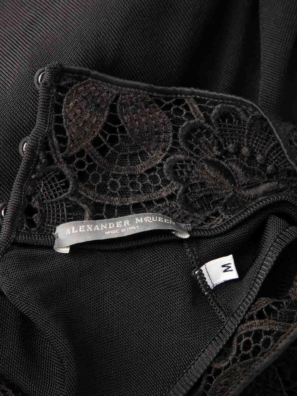 Women's Alexander McQueen Black Lace Panel Sleeveless Maxi Dress Size M