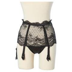 Black lace panties with garter belt and laces in the back La Perla 
