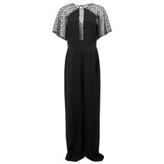 Black Lace Plunge Neck Jumpsuit Size L