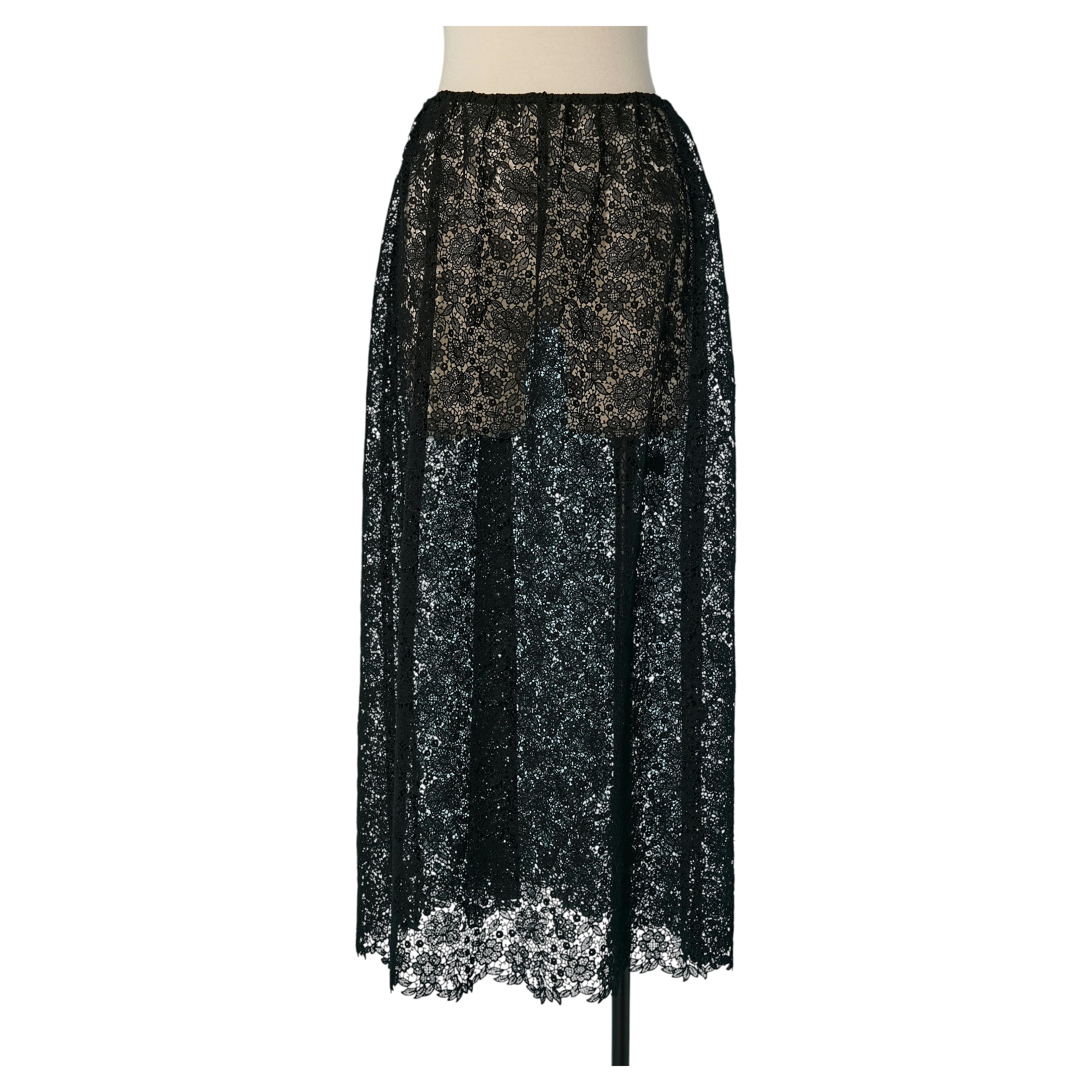 Black lace see-through skirt CHRISTIAN DIOR For Sale
