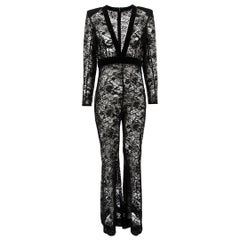 Black Lace Sheer Flared Jumpsuit Size XL