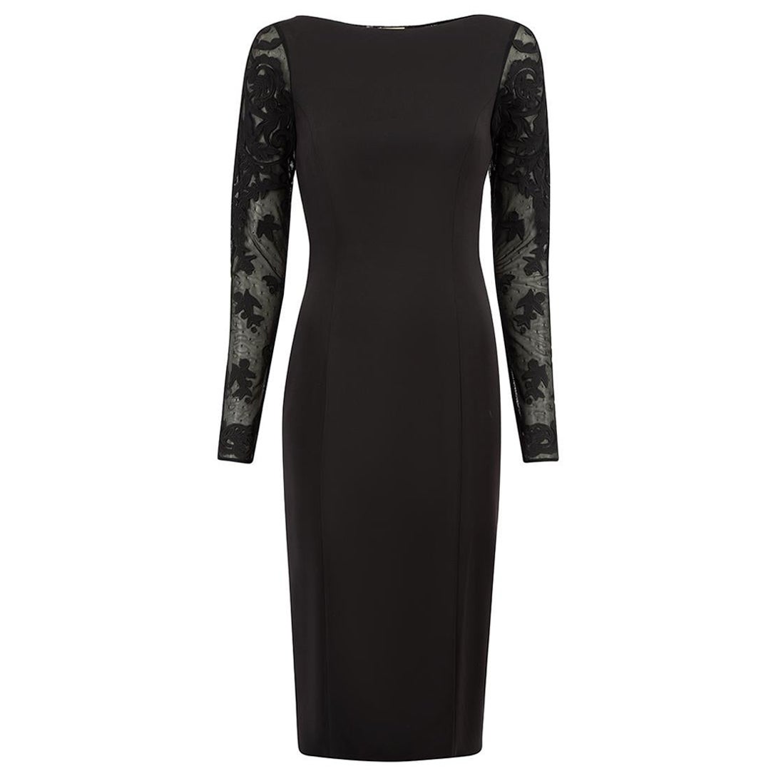 Robe à manches longues en dentelle noire Taille S en vente
