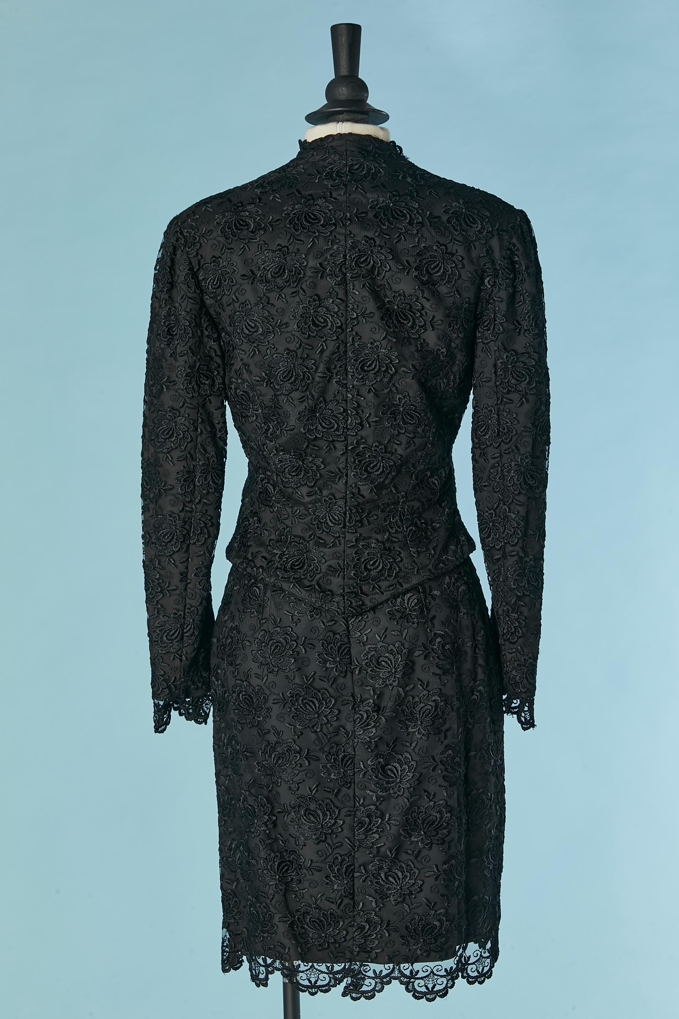 Gonna-tuta in pizzo nero con perline e paillettes sul busto Campione Zandra Rhodes in vendita 3