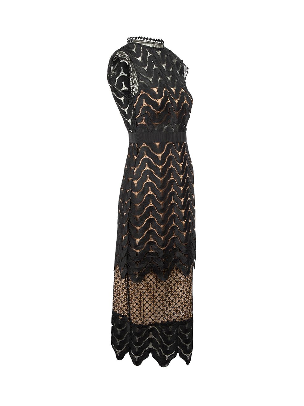 CONDITION is Very good. Hardly any visible wear to dress is evident on this used Self-Portrait designer resale item.



Details


Black

Polyester

Dress

Lace

Sleeveless

Mock neck

Open back

Back zip fastening

Sequin embellished